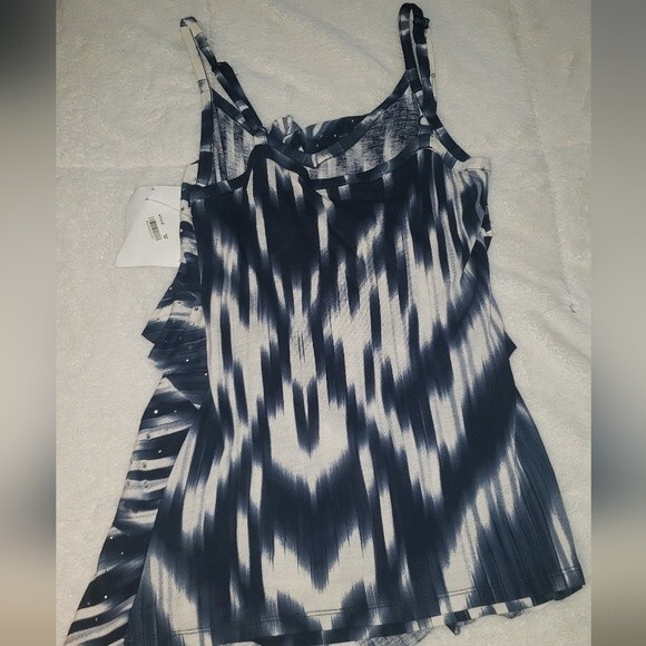 NEW INC Rhinestone Layered Tank Blue and White, Size Small - Picture 2 of 6
